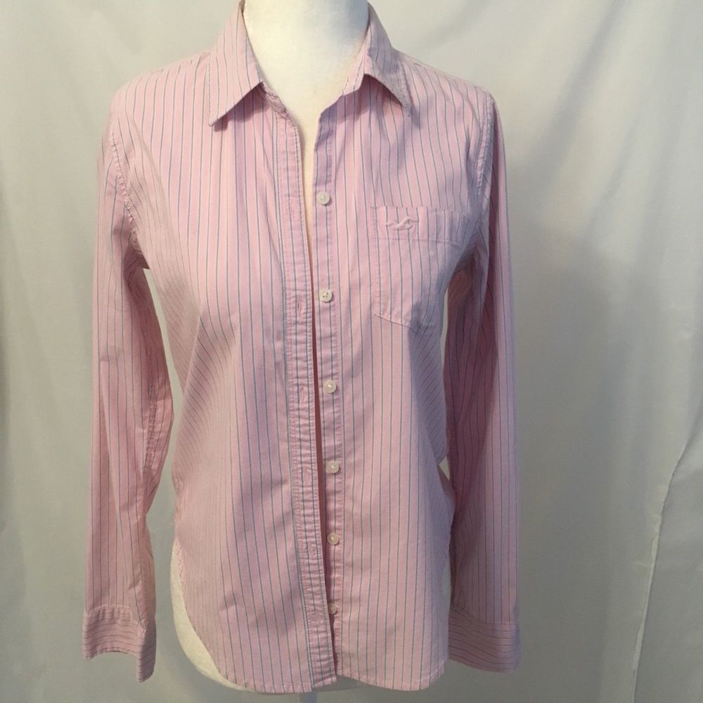 Hollister Stripped Pink Button-Up